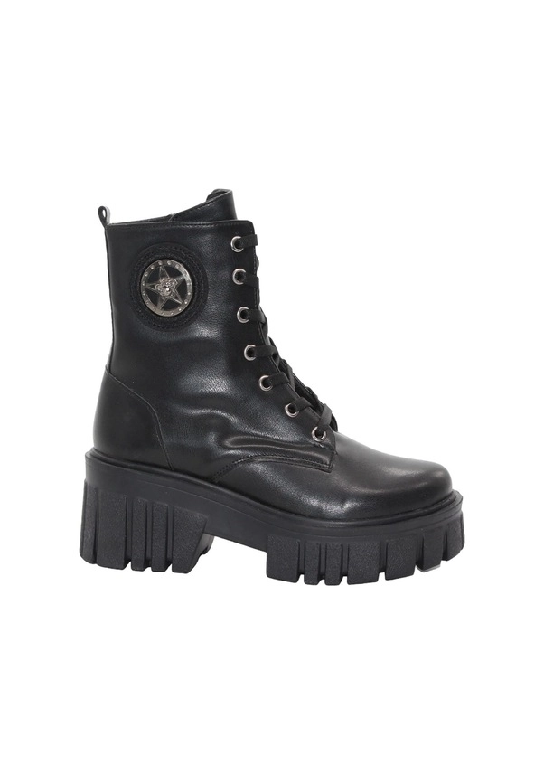 Mergenshoes 3086 Siyah Fermuarlı Bağcıklı Kadın Bot