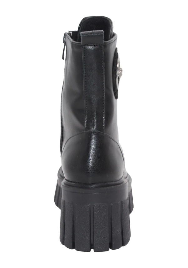 Mergenshoes 3086 Siyah Fermuarlı Bağcıklı Kadın Bot