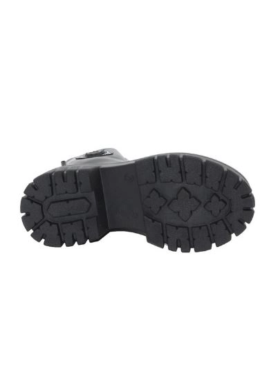Mergenshoes 3087 Siyah Fermuarlı Bağcıklı Kadın Bot