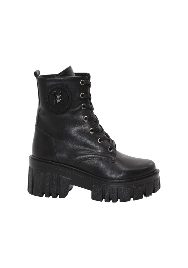 Mergenshoes 3089 Siyah Fermuarlı Bağcıklı Kadın Bot