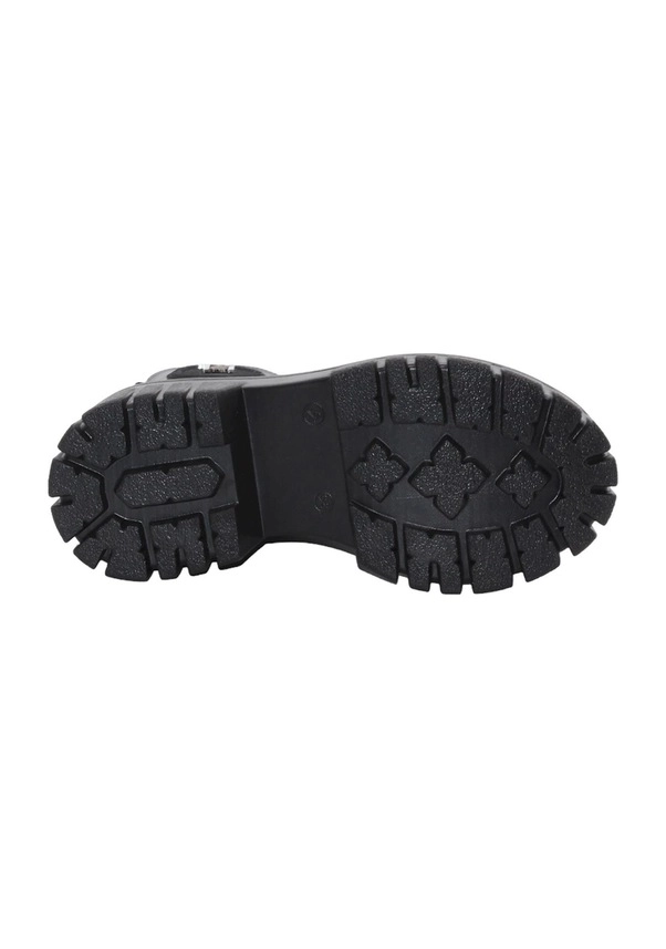 Mergenshoes 3089 Siyah Fermuarlı Bağcıklı Kadın Bot