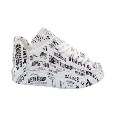 Mergenshoes 0330 Beyaz Siyah Dikişli Günlük Kadın Spor Ayakkabı