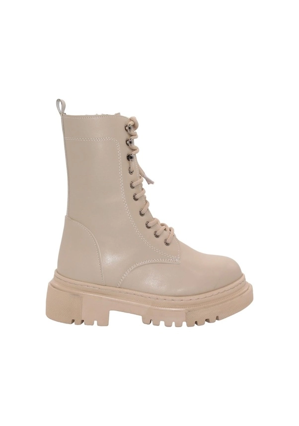 Mergenshoes B308 Ten Fermuarlı Bağcıklı Kadın Bot