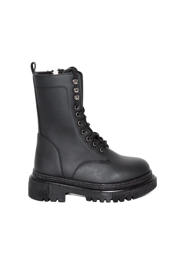 Mergenshoes B308 Siyah Fermuarlı Bağcıklı Kadın Bot