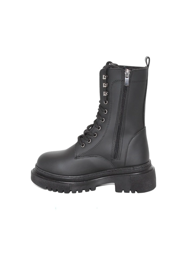 Mergenshoes B308 Siyah Fermuarlı Bağcıklı Kadın Bot