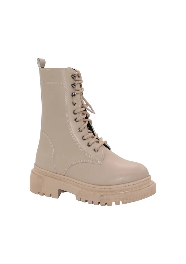 Mergenshoes B308 Ten Fermuarlı Bağcıklı Kadın Bot