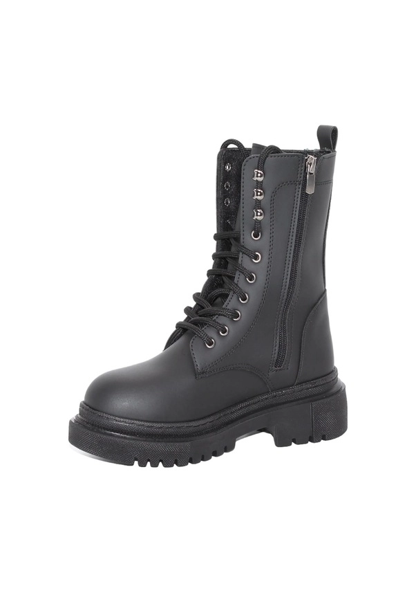Mergenshoes B308 Siyah Fermuarlı Bağcıklı Kadın Bot