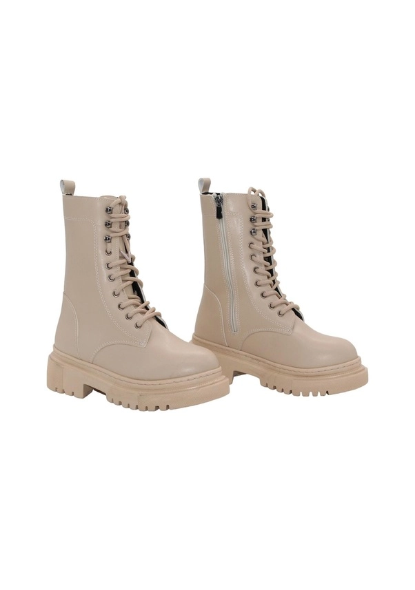 Mergenshoes B308 Ten Fermuarlı Bağcıklı Kadın Bot