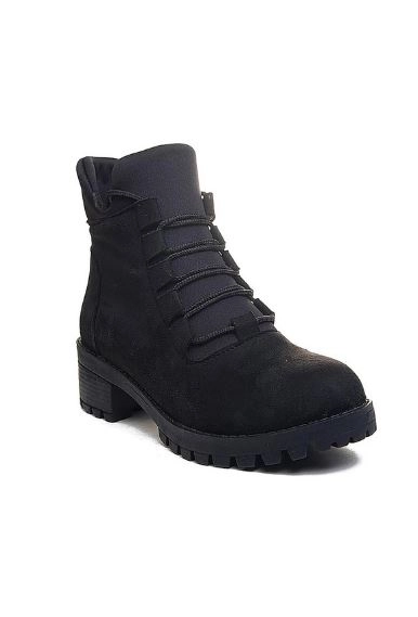 Mergenshoes Bf088 Siyah Süet Bağcıklı Kadın Bot