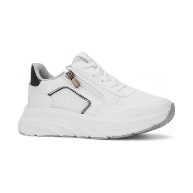 Mergenshoes Acp Beyaz Gümüş Fermuar Bağcıklı Kadın Spor Ayakkabı