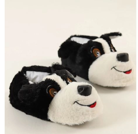 Mergenshoes Unisex SiyahK Köpekli Panduf Ev Botu (Siyah)