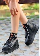 Mergenshoes Bf950 Siyah Kalın Taban Kadın Bot