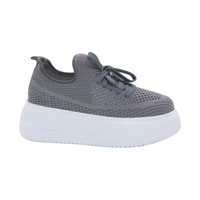 Mergenshoes Cmf Gri Günlük Triko Kalın Taban Kadın Spor Ayakkabı