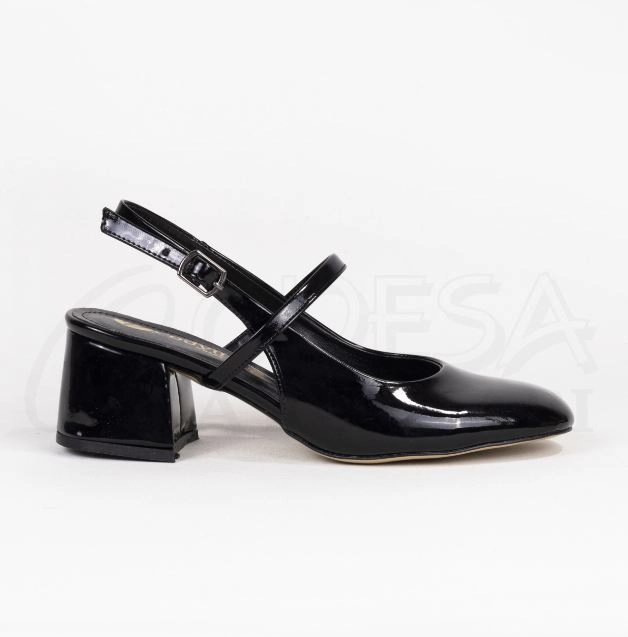Mergenshoes Mf301 Siyah Üstten Bantlı Kadın Topuklu Ayakkabı