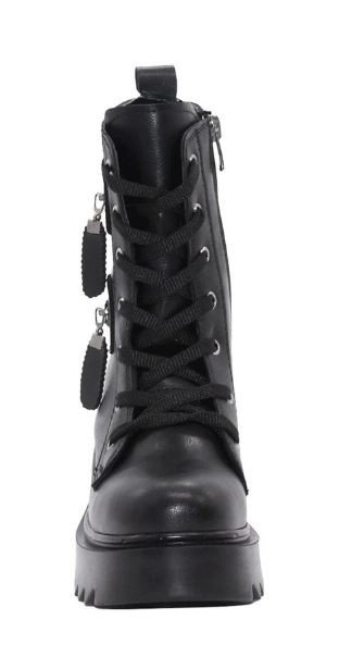 Mergenshoes BF182 Siyah Bağcıklı Fermuarlı Kadın Bot