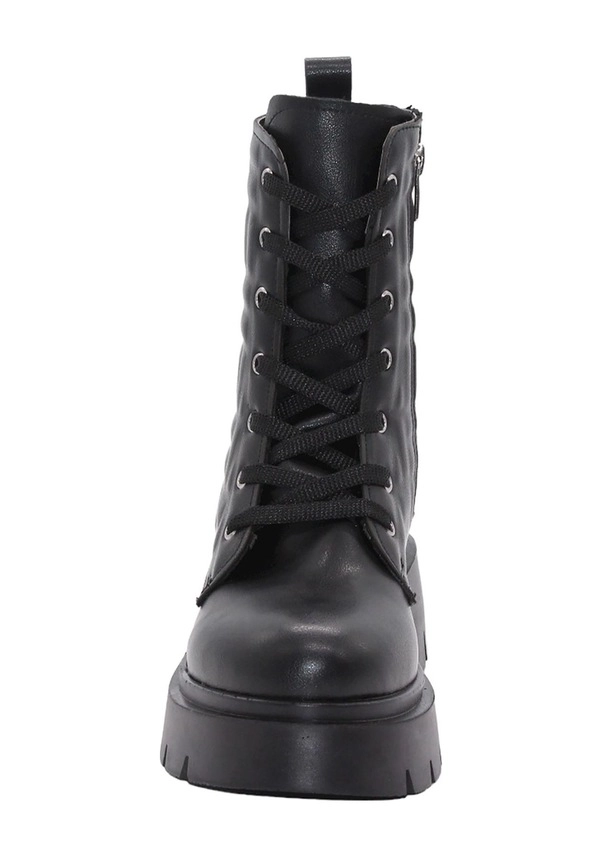 Mergenshoes BF183 Siyah Bağcıklı Fermuarlı Kadın Bot