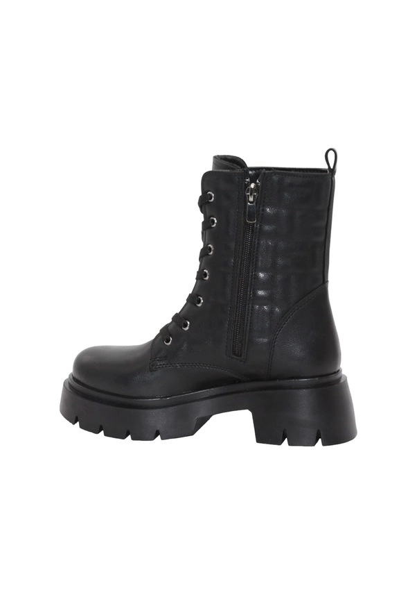 Mergenshoes BF183 Siyah Bağcıklı Fermuarlı Kadın Bot