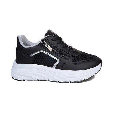 Mergenshoes Acp Siyah Gümüş Fermuar Bağcıklı Kadın Spor Ayakkabı