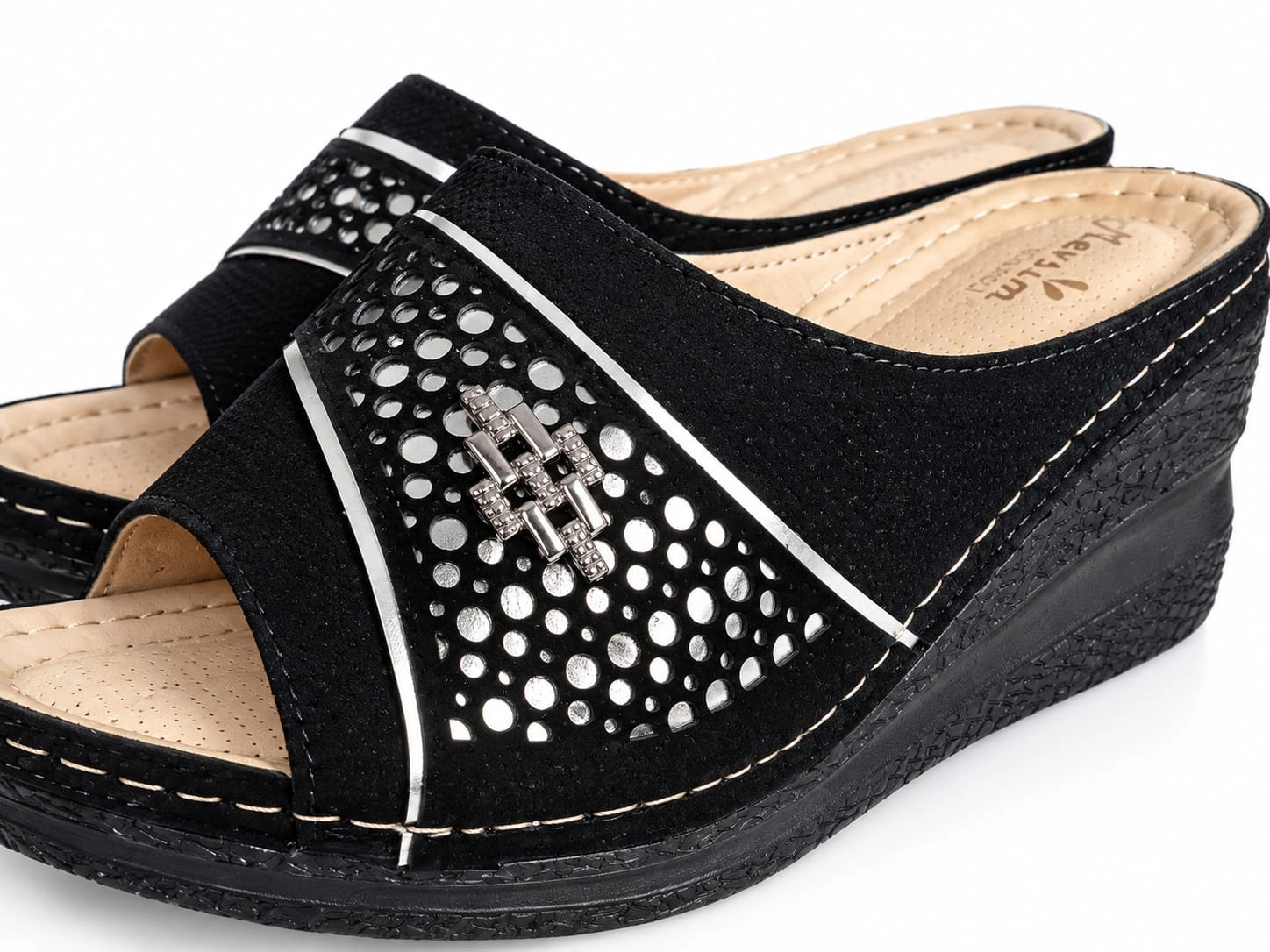 Mergenshoes G012 Siyah Günlük Star Poli Yüksek Taban Kadın Terlik