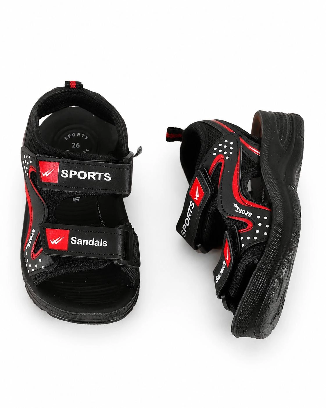 Mergenshoes S20 Siyah Kırmızı Günlük Erkek Çocuk Sandalet Ayakkabı