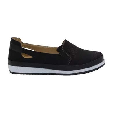 Mergenshoes Esa 026 Siyah Beyaz Rahat Taban Kadın Günlük Ayakkabı