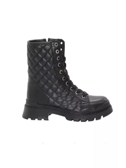 Mergenshoes 3085 Siyah Fermuarlı Bağcıklı Kadın Bot