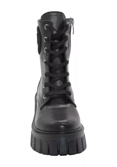 Mergenshoes 3089 Siyah Fermuarlı Bağcıklı Kadın Bot