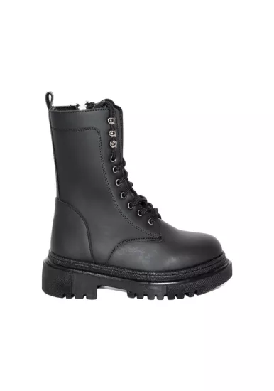 Mergenshoes B308 Siyah Fermuarlı Bağcıklı Kadın Bot