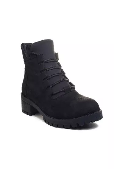 Mergenshoes Bf088 Siyah Süet Bağcıklı Kadın Bot