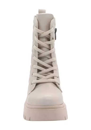 Mergenshoes Bf183 Bej Bağcıklı Fermuarlı Kadın Bot