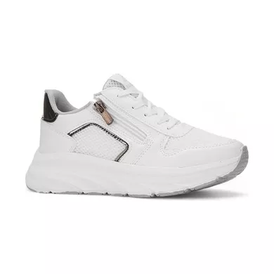 Mergenshoes Acp Beyaz Gümüş Fermuar Bağcıklı Kadın Spor Ayakkabı