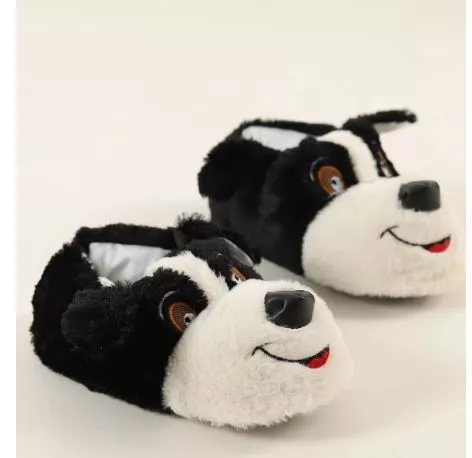 Mergenshoes Unisex SiyahK Köpekli Panduf Ev Botu (Siyah)