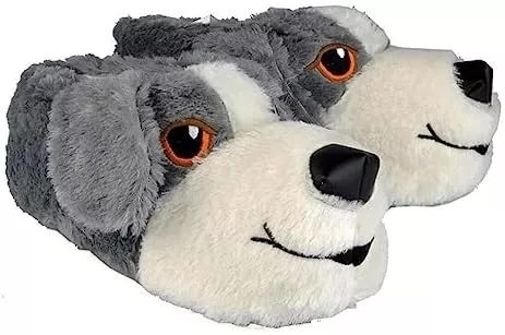 Mergenshoes Unisex GriS Köpekli Panduf Ev Botu (Gri) 