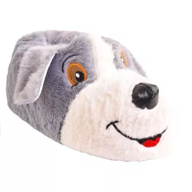 Mergenshoes Unisex GriK Köpekli Panduf Ev Botu (Gri) 