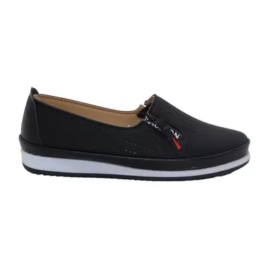 Mergenshoes Ayz A1823 Siyah Beyaz Rahat Taban Kadın Günlük Ayakkabı
