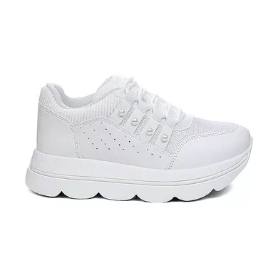 Mergenshoes Flt Beyaz Kalın Topuk Günlük Kadın Spor Ayakkabı