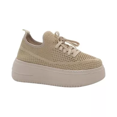 Mergenshoes Cmf Bej Günlük Triko Kalın Taban Kadın Spor Ayakkabı