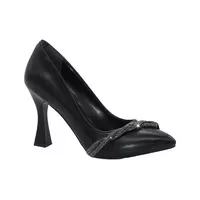 Mergenshoes K046 Siyah Örgü Taşlı 8 Cm Stiletto Kadın Ayakkabı