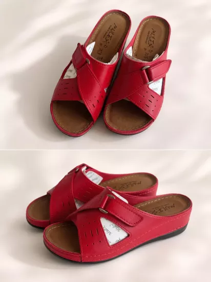 Mergenshoes A011 Kırmızı Günlük Poli Yumuşak Taban Kadın Terlik