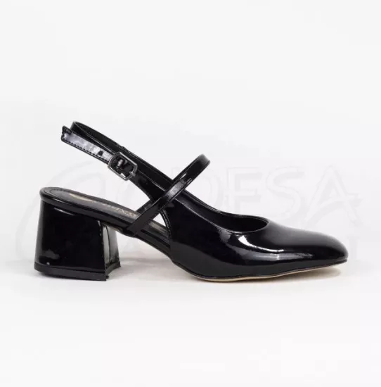 Mergenshoes Mf301 Siyah Üstten Bantlı Kadın Topuklu Ayakkabı