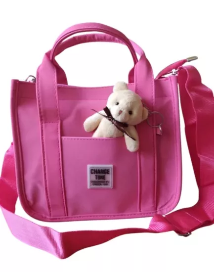 Blufeet Pembe Buzi Kumaş Kadın Günlük El ve Omuz Çantası