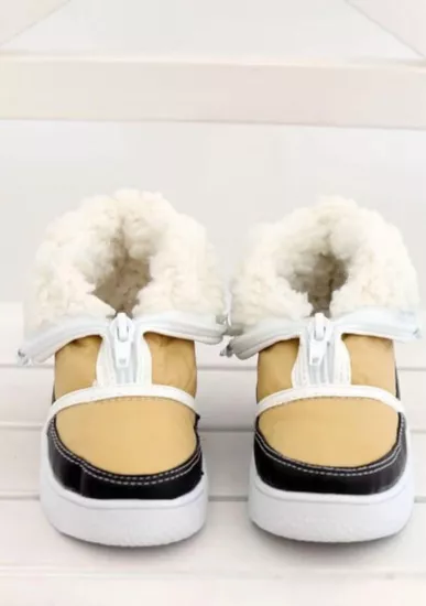 Mergenshoes Sarı Kz180 İçi Kürklü Kaymaz Kız Çocuk Kar Botu