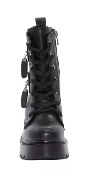 Mergenshoes BF182 Siyah Bağcıklı Fermuarlı Kadın Bot