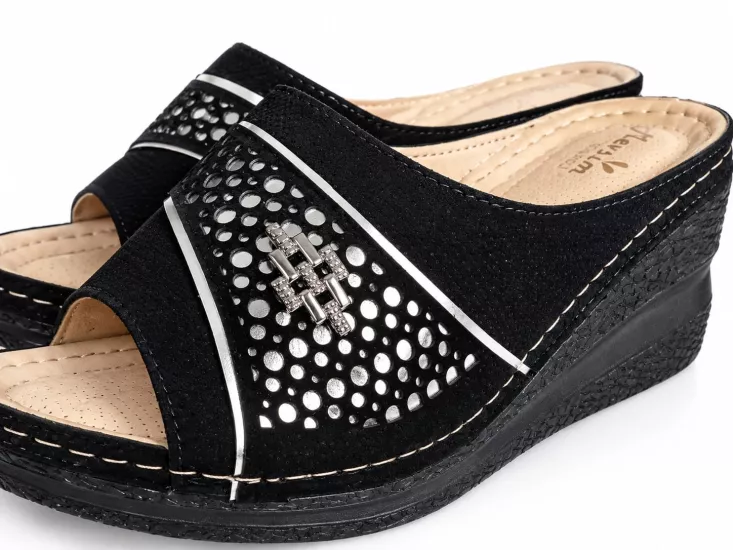 Mergenshoes G012 Siyah Günlük Star Poli Yüksek Taban Kadın Terlik