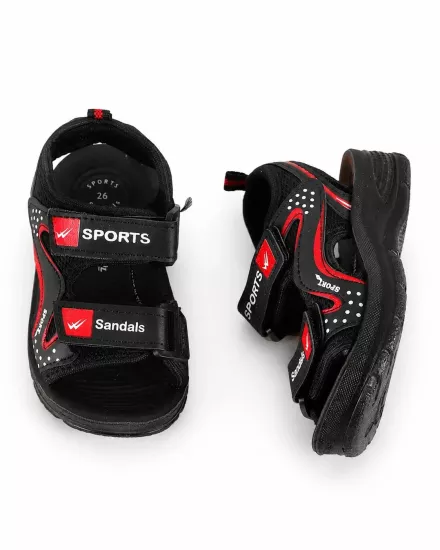 Mergenshoes S20 Siyah Kırmızı Günlük Erkek Çocuk Sandalet Ayakkabı