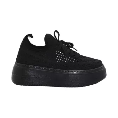 Mergenshoes Cmf Siyah Günlük Triko Kalın Taban Kadın Spor Ayakkabı