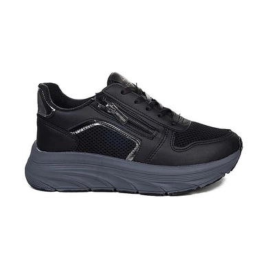 Mergenshoes Acp Siyah Platin Fermuar Bağcıklı Kadın Spor Ayakkabı