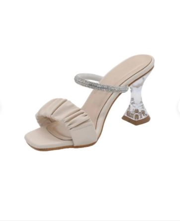Mergenshoes T032 Ten Şeffaf Topuklu Rahat Taban Kadın Terlik
