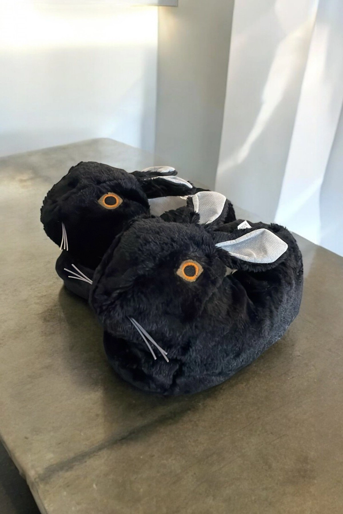 Mergenshoes Unisex Hayvanlı Tavşanlı Panduf (Siyah)