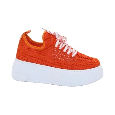 Mergenshoes Cmf Turuncu Günlük Triko Kalın Taban Kadın Spor Ayakkabı